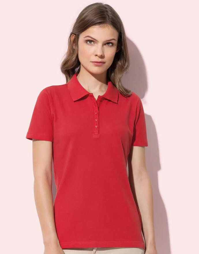 rotes Damen-Polosshirt, personalisierte Kleidung